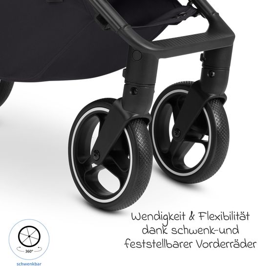 ABC Design Buggy & Sportwagen Ping 3 Trekking bis 22 kg mit flacher Liegeposition inkl. Sitzeinlage, Transporttasche & Tragegurt - Pure - Coal