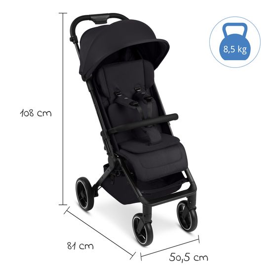 ABC Design Buggy & Sportwagen Ping 3 Trekking bis 22 kg mit flacher Liegeposition inkl. Sitzeinlage, Transporttasche & Tragegurt - Pure - Coal