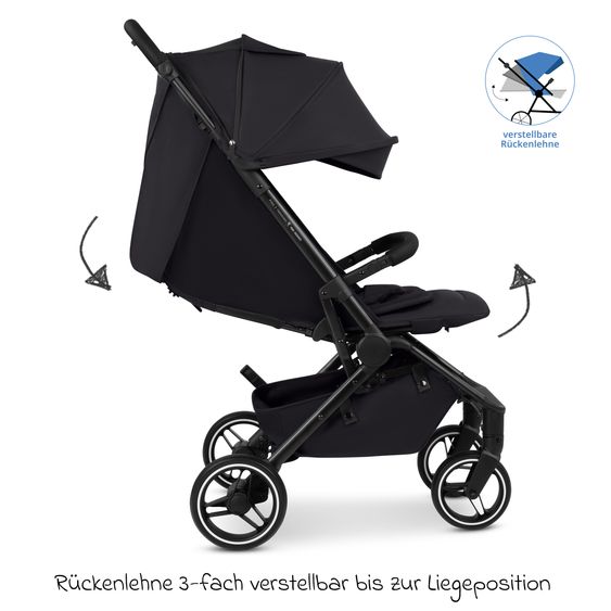 ABC Design Buggy & Sportwagen Ping 3 Trekking bis 22 kg mit flacher Liegeposition inkl. Sitzeinlage, Transporttasche & Tragegurt - Pure - Coal