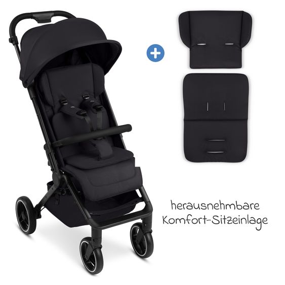 ABC Design Buggy & Sportwagen Ping 3 Trekking bis 22 kg mit flacher Liegeposition inkl. Sitzeinlage, Transporttasche & Tragegurt - Pure - Coal