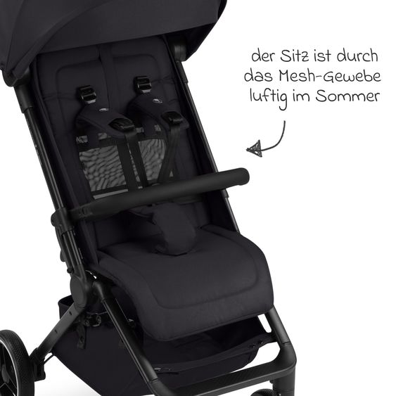 ABC Design Buggy & Sportwagen Ping 3 Trekking bis 22 kg mit flacher Liegeposition inkl. Sitzeinlage, Transporttasche & Tragegurt - Pure - Coal