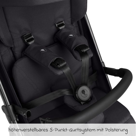 ABC Design Buggy & Sportwagen Ping 3 Trekking bis 22 kg mit flacher Liegeposition inkl. Sitzeinlage, Transporttasche & Tragegurt - Pure - Coal