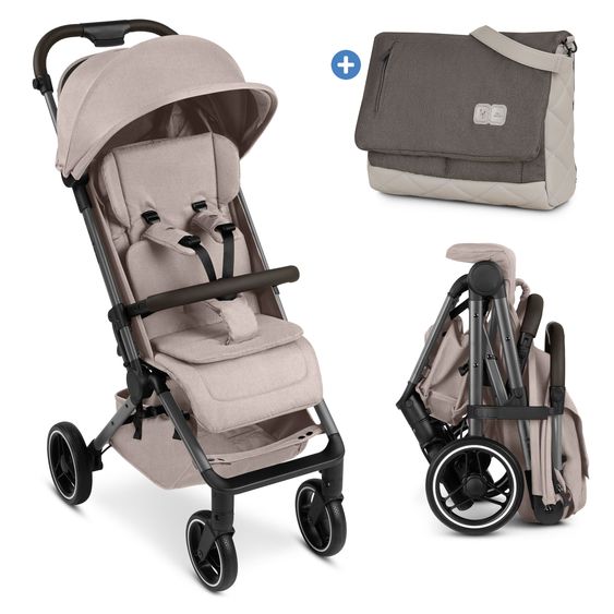 ABC Design Buggy & Sportwagen Ping 3 Trekking bis 22 kg mit flacher Liegeposition inkl. Wickeltassche, Sitzeinlage, Transporttasche & Tragegurt - Pure - Camel