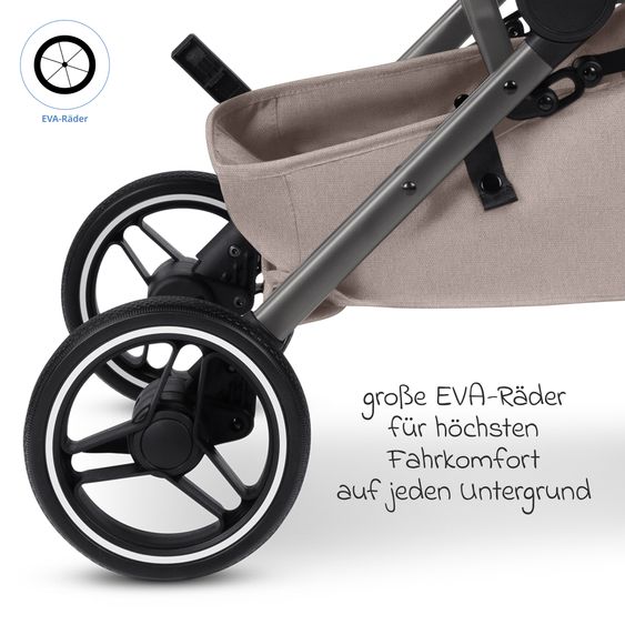 ABC Design Buggy & Sportwagen Ping 3 Trekking bis 22 kg mit flacher Liegeposition inkl. Wickeltassche, Sitzeinlage, Transporttasche & Tragegurt - Pure - Camel