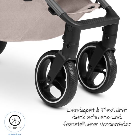 ABC Design Buggy & Sportwagen Ping 3 Trekking bis 22 kg mit flacher Liegeposition inkl. Wickeltassche, Sitzeinlage, Transporttasche & Tragegurt - Pure - Camel