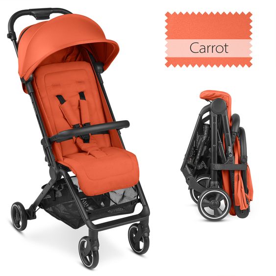 ABC Design Buggy & Sportwagen Ping Two mit flacher Liegeposition - inkl. Transporttasche & Tragegurt - Classic Edition - Carrot