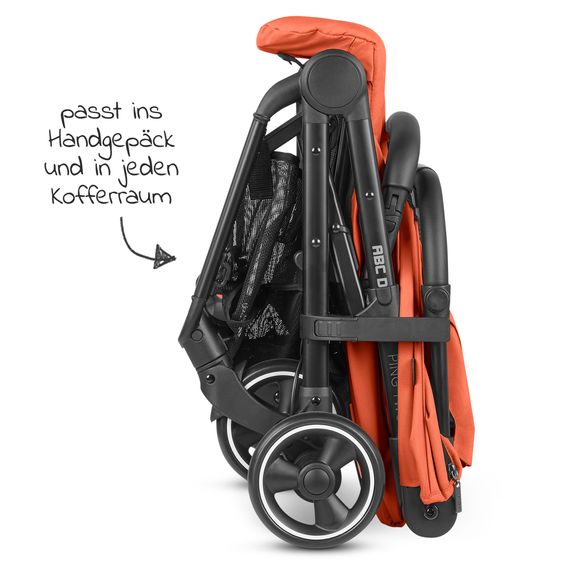 ABC Design Buggy & Sportwagen Ping Two mit flacher Liegeposition - inkl. Transporttasche & Tragegurt - Classic Edition - Carrot