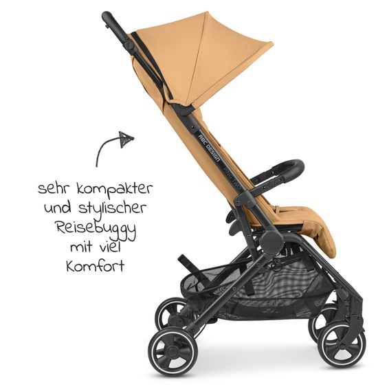 ABC Design Buggy & Sportwagen Ping Two mit flacher Liegeposition - inkl. Transporttasche & Tragegurt - Classic Edition - Honey