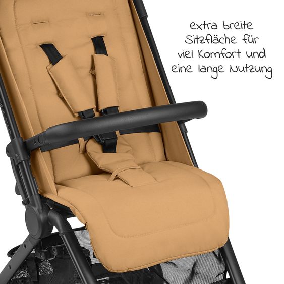 ABC Design Buggy & Sportwagen Ping Two mit flacher Liegeposition - inkl. Transporttasche & Tragegurt - Classic Edition - Honey