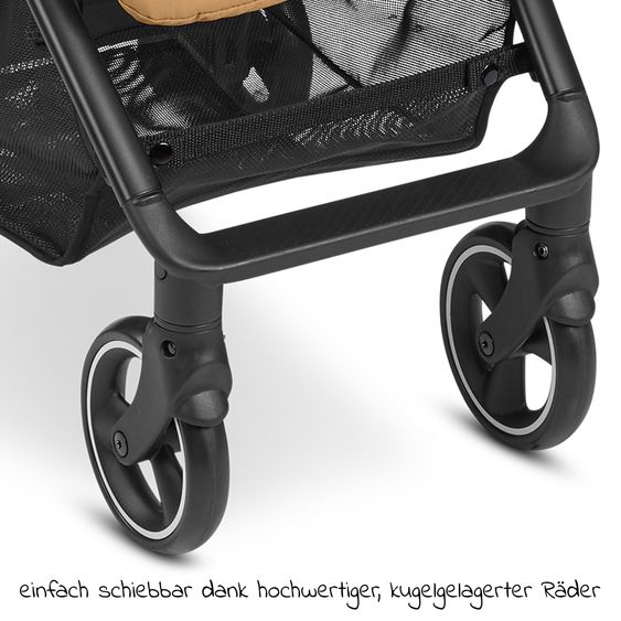 ABC Design Buggy & Sportwagen Ping Two mit flacher Liegeposition - inkl. Transporttasche & Tragegurt - Classic Edition - Honey