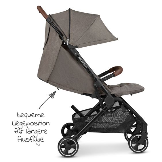 ABC Design Buggy & Sportwagen Ping Two mit flacher Liegeposition - inkl. Transporttasche & Tragegurt - Pure Edition - Nature