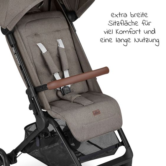 ABC Design Buggy & Sportwagen Ping Two mit flacher Liegeposition - inkl. Transporttasche & Tragegurt - Pure Edition - Nature