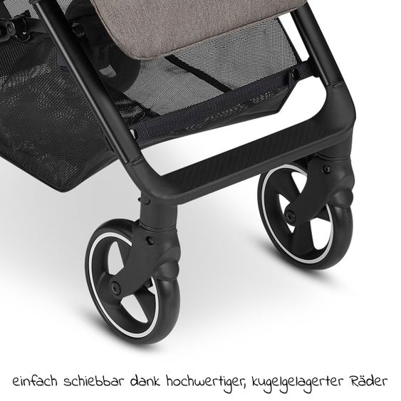 ABC Design Buggy & Sportwagen Ping Two mit flacher Liegeposition - inkl. Transporttasche & Tragegurt - Pure Edition - Nature