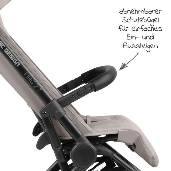 ABC Design Buggy & Sportwagen Ping Two Trekking mit flacher Liegeposition, Transporttasche und Tragegurt - Powder