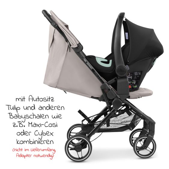 ABC Design Buggy & Sportwagen Ping Two Trekking mit flacher Liegeposition, Transporttasche und Tragegurt - Powder