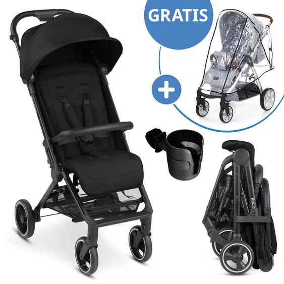 ABC Design Ping Two Trekking passeggino e carrozzina con posizione reclinabile in piano, navicella, tracolla, portabicchieri e parapioggia - Ink