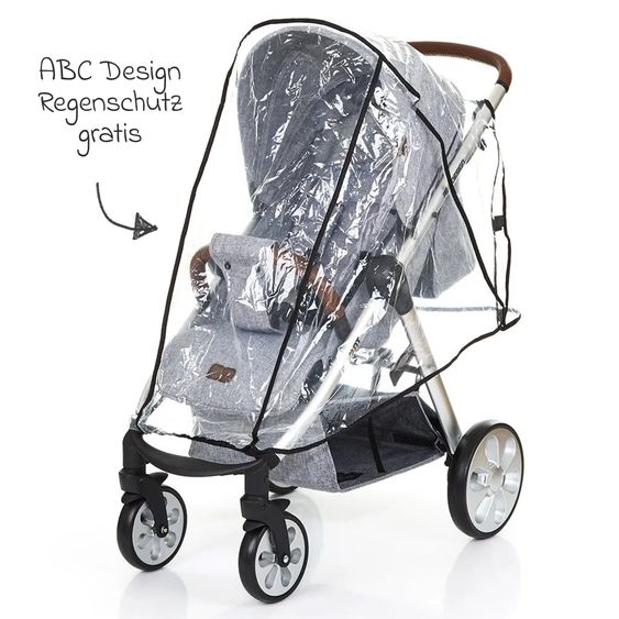 ABC Design Ping Two Trekking passeggino e carrozzina con posizione reclinabile in piano, navicella, tracolla, portabicchieri e parapioggia - Ink