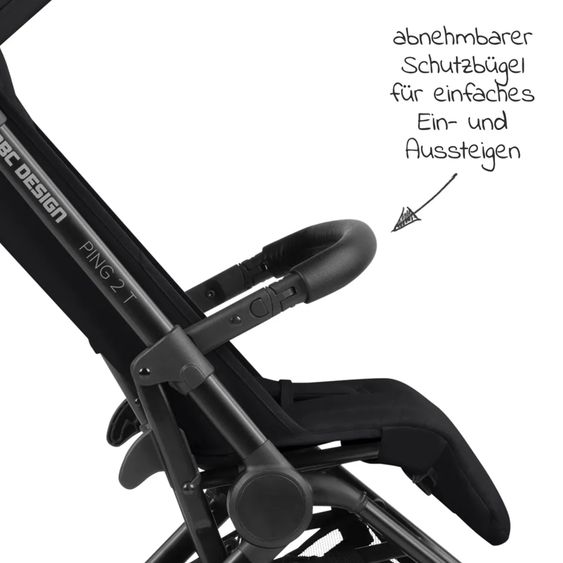 ABC Design Ping Two Trekking passeggino e carrozzina con posizione reclinabile in piano, navicella, tracolla, portabicchieri e parapioggia - Ink