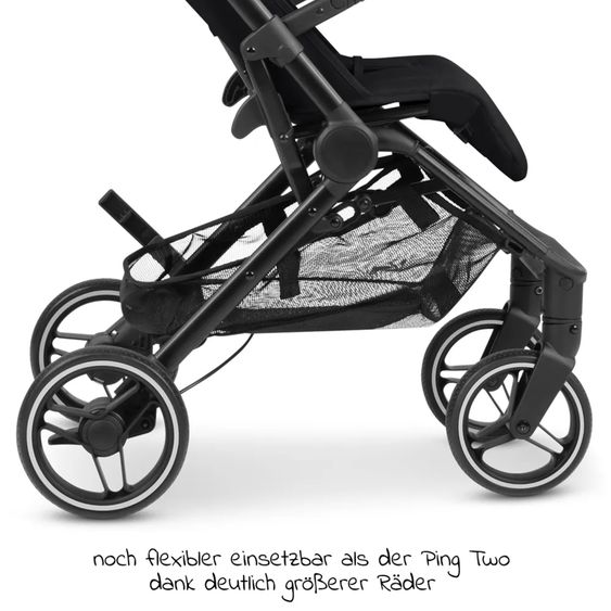 ABC Design Ping Two Trekking passeggino e carrozzina con posizione reclinabile in piano, navicella, tracolla, portabicchieri e parapioggia - Ink