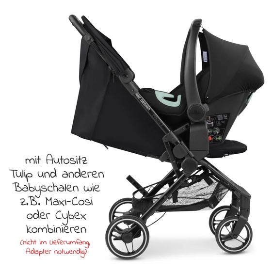 ABC Design Ping Two Trekking passeggino e carrozzina con posizione reclinabile in piano, navicella, tracolla, portabicchieri e parapioggia - Ink