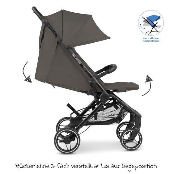 ABC Design Buggy & Sportwagen Ping Two Trekking mit flacher Liegeposition, Transporttasche und Tragegurt - Cloud