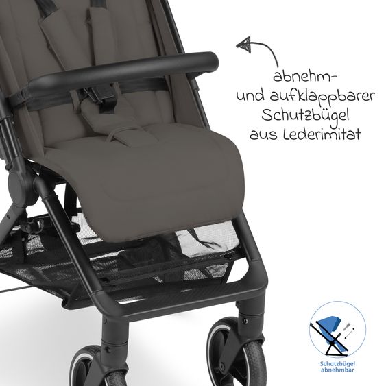 ABC Design Buggy & Sportwagen Ping Two Trekking mit flacher Liegeposition, Transporttasche und Tragegurt - Cloud