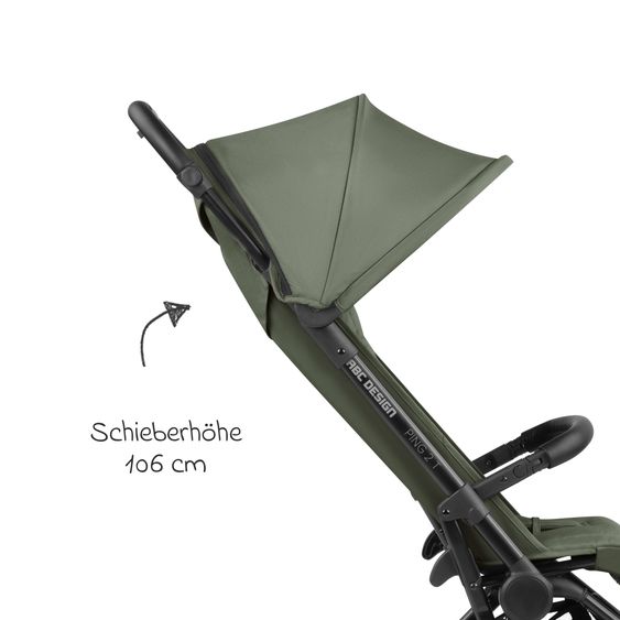 ABC Design Ping Two Trekking passeggino e carrozzina con posizione reclinabile piatta, navicella e tracolla - Olive