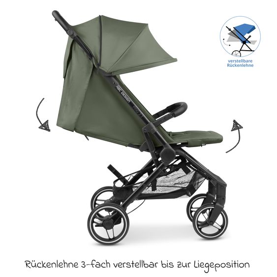 ABC Design Ping Two Trekking passeggino e carrozzina con posizione reclinabile piatta, navicella e tracolla - Olive