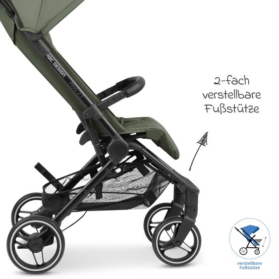 ABC Design Ping Two Trekking passeggino e carrozzina con posizione reclinabile piatta, navicella e tracolla - Olive