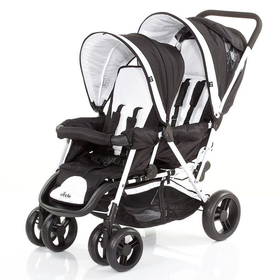 ABC Design Geschwister-Kinderwagen Tandem (Circle Line) - Nero-Bianco
