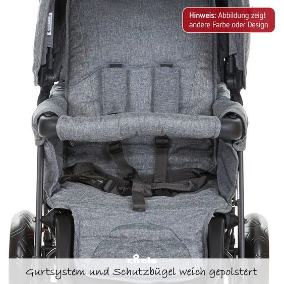 ABC Design Geschwister-Kinderwagen Tandem (Circle Line) - Nero-Bianco