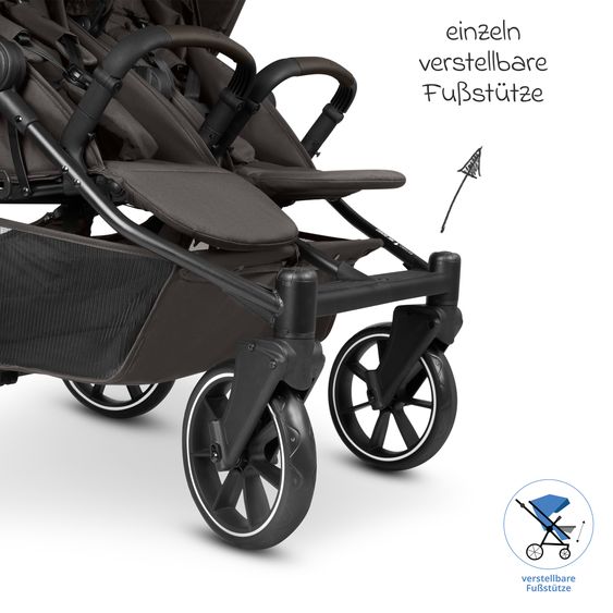 ABC Design Geschwister- & Zwillingskinderwagen Bayamo mit Liegeposition, Knickschieber - Nut