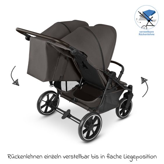 ABC Design Geschwister- & Zwillingskinderwagen Bayamo mit Liegeposition, Knickschieber - Nut