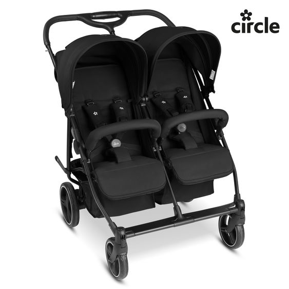 ABC Design Geschwister- & Zwillingskinderwagen D Two bis 22 kg Rücksitz mit Liegeposition und Einstiegshilfe - Black