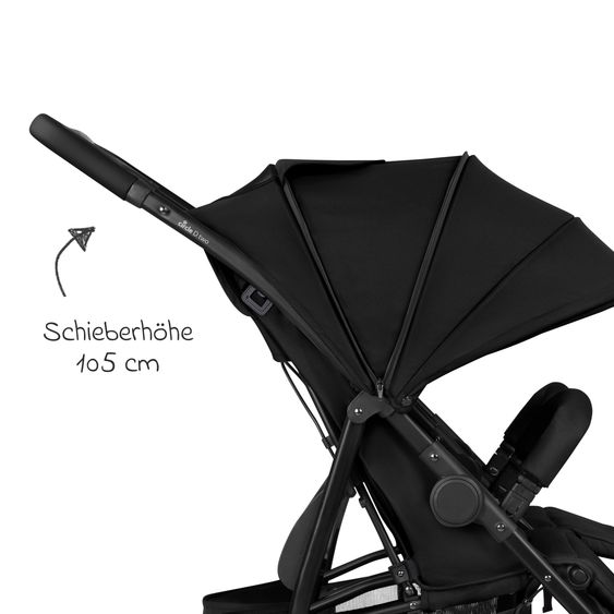 ABC Design Geschwister- & Zwillingskinderwagen D Two bis 22 kg Rücksitz mit Liegeposition und Einstiegshilfe - Black