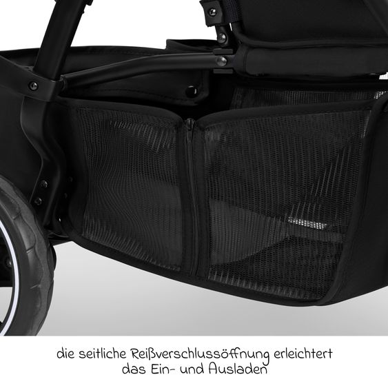 ABC Design Geschwister- & Zwillingskinderwagen D Two bis 22 kg Rücksitz mit Liegeposition und Einstiegshilfe - Black