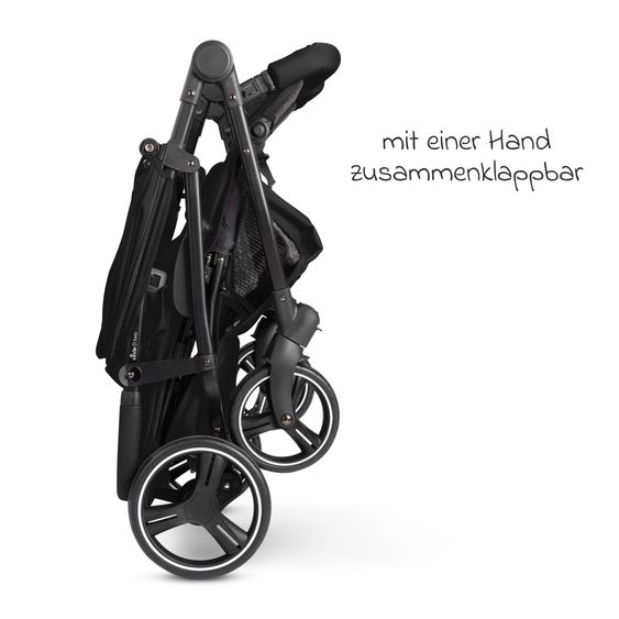 ABC Design Geschwister- & Zwillingskinderwagen D Two bis 22 kg Rücksitz mit Liegeposition und Einstiegshilfe - Black