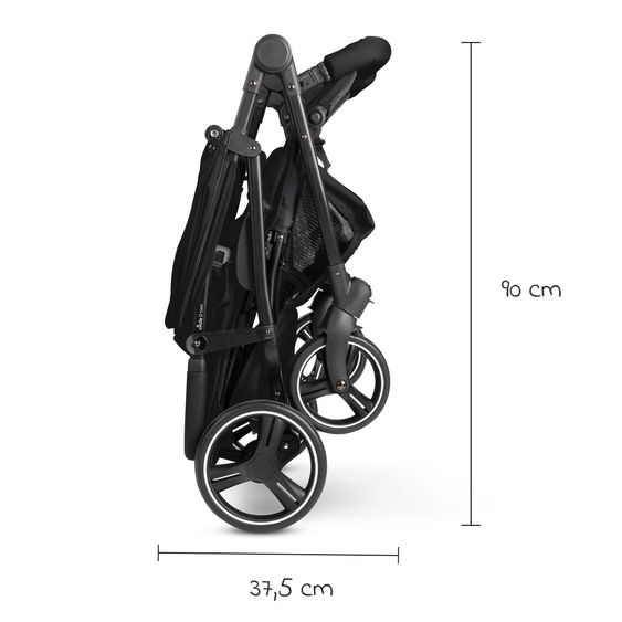 ABC Design Geschwister- & Zwillingskinderwagen D Two bis 22 kg Rücksitz mit Liegeposition und Einstiegshilfe - Black