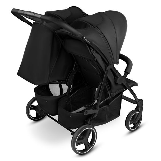 ABC Design Geschwister- & Zwillingskinderwagen D Two bis 22 kg Rücksitz mit Liegeposition und Einstiegshilfe - Black