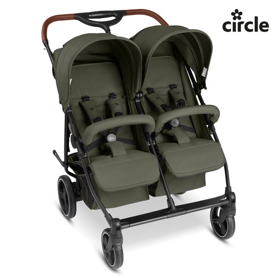 ABC Design Geschwister- & Zwillingskinderwagen D Two bis 22 kg Rücksitz mit Liegeposition und Einstiegshilfe - Pure - Wheat