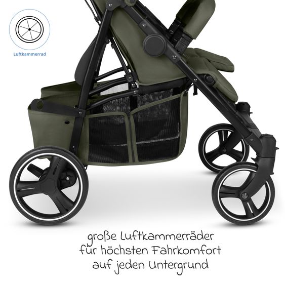 ABC Design Geschwister- & Zwillingskinderwagen D Two bis 22 kg Rücksitz mit Liegeposition und Einstiegshilfe - Pure - Wheat