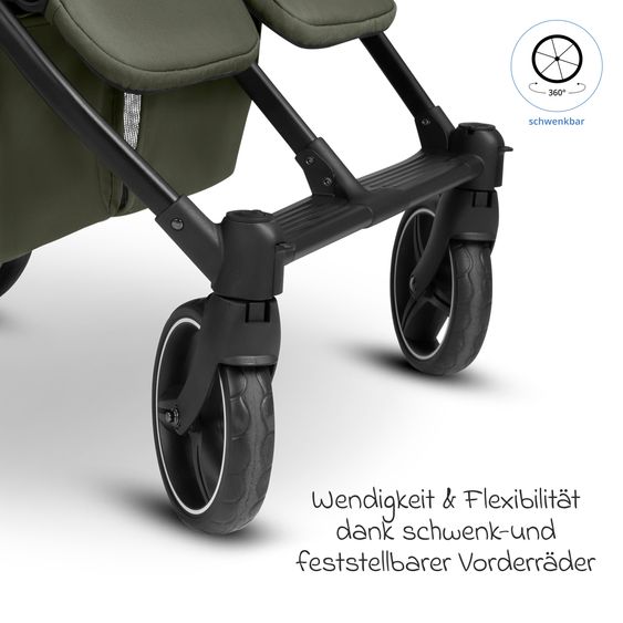 ABC Design Geschwister- & Zwillingskinderwagen D Two bis 22 kg Rücksitz mit Liegeposition und Einstiegshilfe - Pure - Wheat