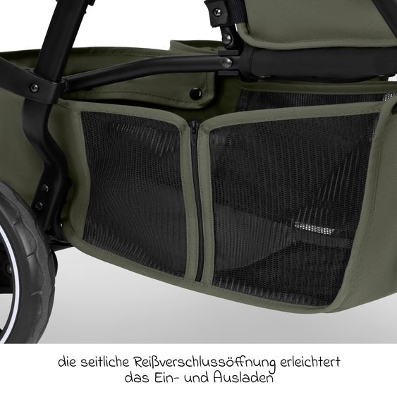 ABC Design Geschwister- & Zwillingskinderwagen D Two bis 22 kg Rücksitz mit Liegeposition und Einstiegshilfe - Pure - Wheat