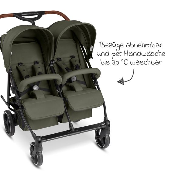 ABC Design Geschwister- & Zwillingskinderwagen D Two bis 22 kg Rücksitz mit Liegeposition und Einstiegshilfe - Pure - Wheat