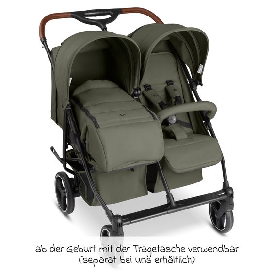 ABC Design Geschwister- & Zwillingskinderwagen D Two bis 22 kg Rücksitz mit Liegeposition und Einstiegshilfe - Pure - Wheat