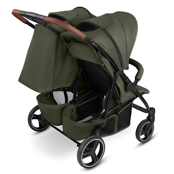 ABC Design Geschwister- & Zwillingskinderwagen D Two bis 22 kg Rücksitz mit Liegeposition und Einstiegshilfe - Pure - Wheat