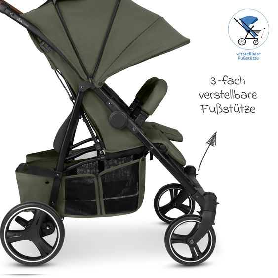 ABC Design Geschwister- & Zwillingskinderwagen D Two bis 22 kg Rücksitz mit Liegeposition und Einstiegshilfe - Pure - Wheat