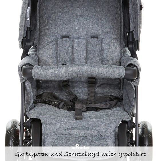 ABC Design Geschwisterwagen Tandem - Woven-Anthracite (Circle-Line)