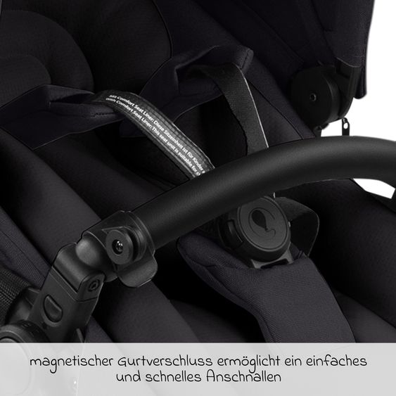 ABC Design Geschwisterwagen & Zwillingskinderwagen Zoom 2 inkl. 2 Sportsitze, 2x Keilkissen & 2x Einlagen - Pure - Coal