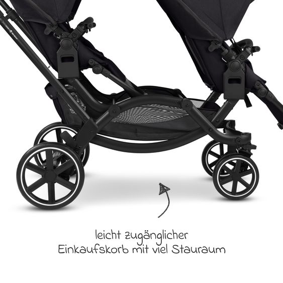 ABC Design Geschwisterwagen & Zwillingskinderwagen Zoom 2 inkl. 2 Sportsitze, 2x Keilkissen & 2x Einlagen - Pure - Coal